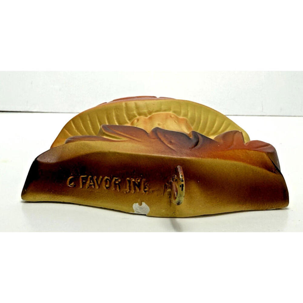 Vtg Mushroom Chalkware w/Hook 70s Wall Kitsch Decor Orange Brown Single - Picture 4 of 13